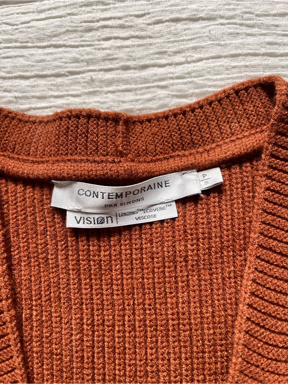Simons Rust-Brown Ribbed Button-Up Sweater Vest - Picture 5 of 6